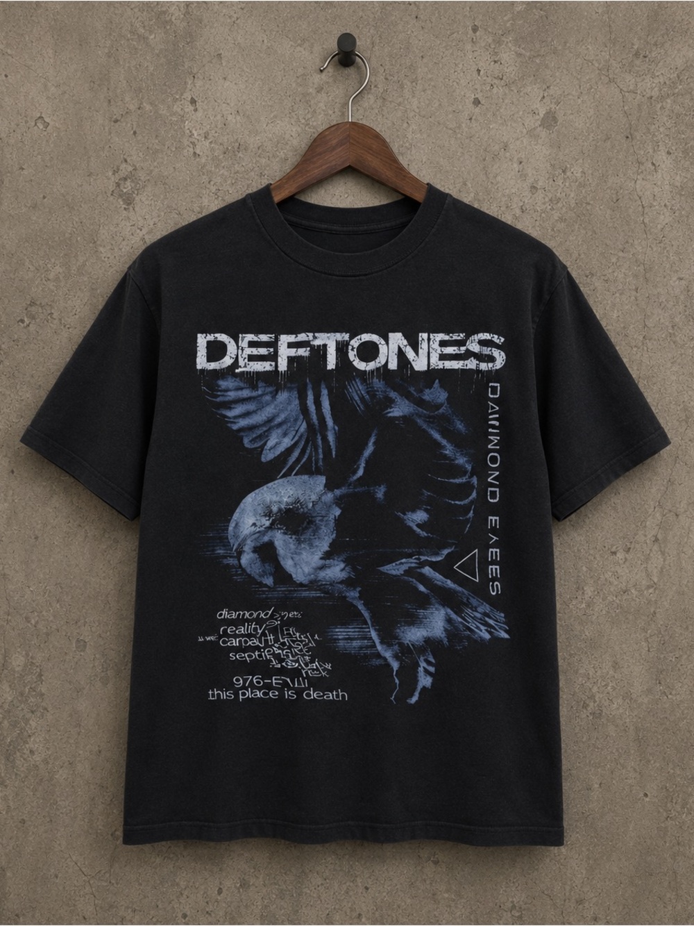 Gildan Black Deftones Graphic Tee with Blue Print